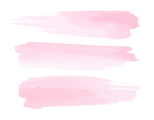 Three horizontal, pastel pink watercolor paintbrush strokes