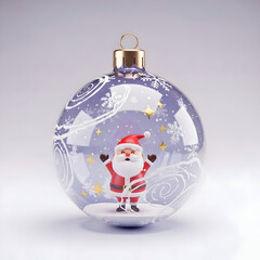 Transparent Christmas Bauble with Santa Figurine and Snow — Festive Holiday Ornament

