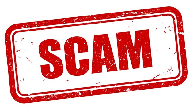 Red stamp marking a scam
