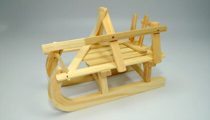 Wooden child's sled, light beige color