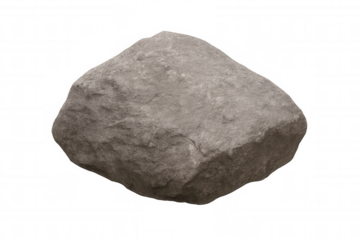 Grey stone isolated on transparent background with clipping path, creating a realistic and versatile element for various design projects