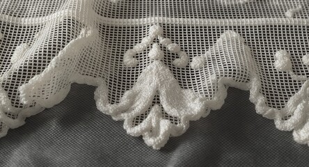 White Lace Fabric Texture, Close-up Detail of Elegant Embroidered Mesh with Floral Pattern, Ideal for Wedding, Fashion, and Home Decor Designs