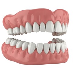 Fototapeta premium Realistic 3D rendering of a complete set of dentures on white background