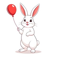 Obraz premium white rabbit with a balloon 