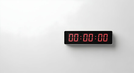 Digital timer display with red numbers on white background