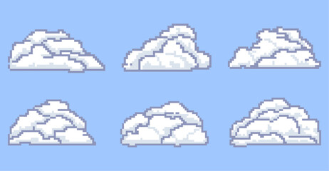 Pixel Art Clouds Bundle Set