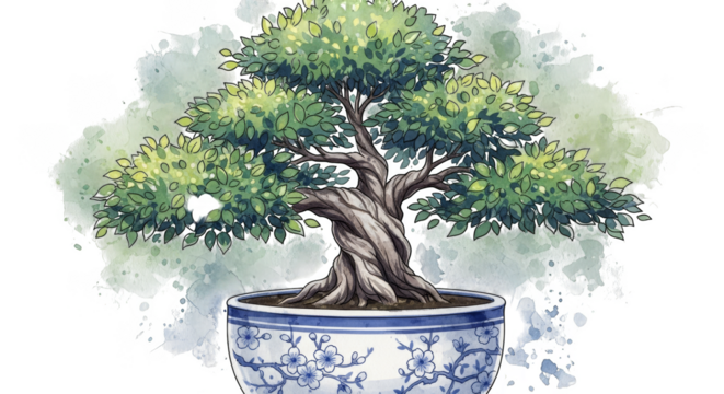 Serene Bonsai Miniature Tree in Decorative Pot