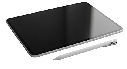 Sleek tablet with stylus on dark surface