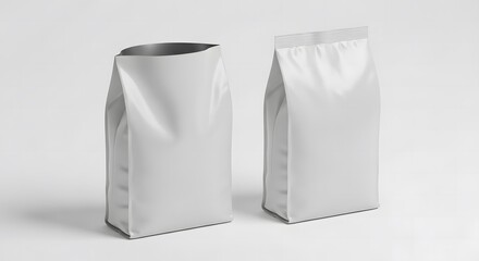 Blank White Packaging Pouch Mockup  Perfect for showcasing your product designs.  Two styles available for versatile branding options.  High-resolution images for crisp visuals