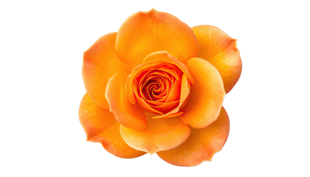 Close-up of a vibrant orange rose.  Full bloom, detailed petals,  bright color