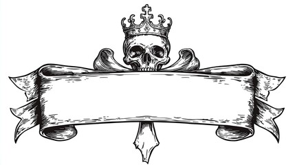 Gothic Skull Crest Design with Vintage Style &ndash; Generative AI