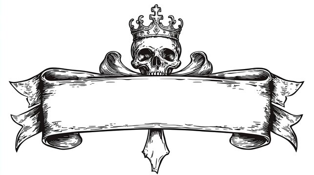 Gothic Skull Crest Design with Vintage Style &ndash; Generative AI