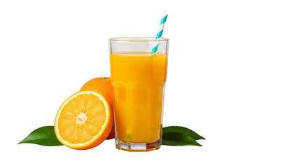 Fototapeta premium Vibrant orange juice splash with striped straw