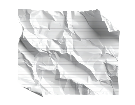 Crumpled sheet of lined paper