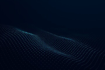 Abstract digital wave of glowing particles, undulating across a dark background.