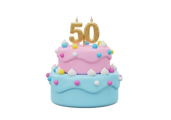 Cute pastel 50th birthday cake with candles
