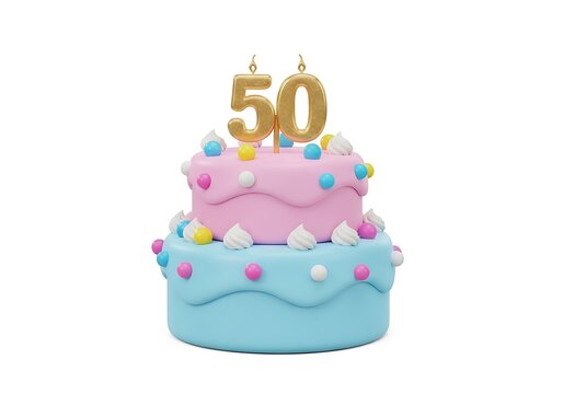 Cute pastel 50th birthday cake with candles
