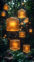 Glowing Cubes Raining Jungle.