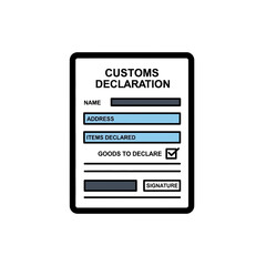 Customs form declares goods on document sheet
