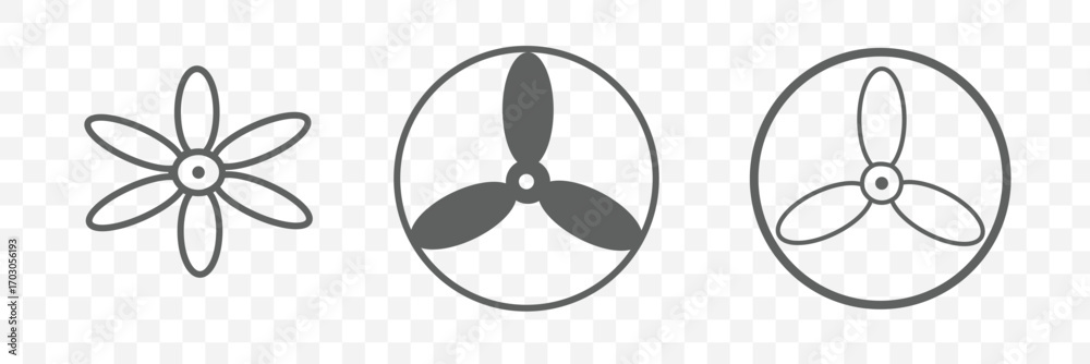Poster propeller icon set. flat design fan propellers vector isolated on white background.