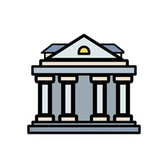 Iconic bank facade stands prominently front facing vector
