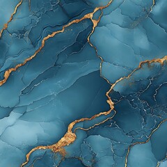 Teal Gold Marble Texture Background.