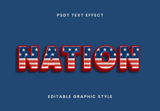 Blue And Red USA Flag Stars and Stripes Text Effect Patriotic American Bold Font