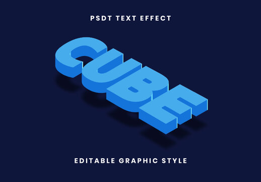 Blue Isometric 3D Cube Font Geometric Bold Text Effect