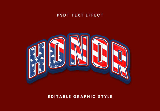 Red And Blue Bold Americana Patriotic Text Effect Usa Curved Font