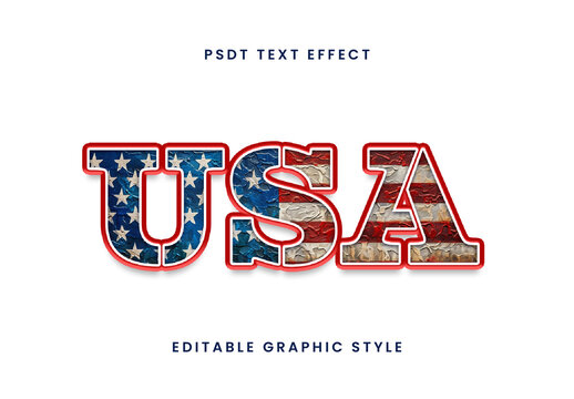 Red And Blue Vintage Distressed USA Text Effect Retro Patriotic Font