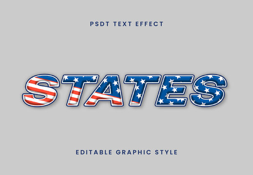 Red And Blue USA Flag Stars and Stripes Text Effect Patriotic Bold Font