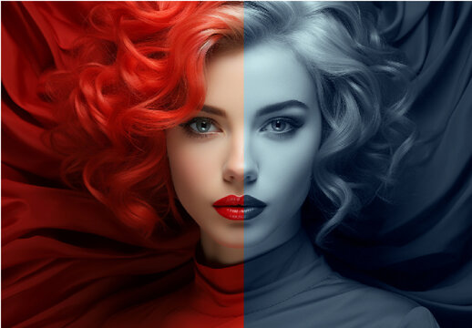 Red And Blue Modern Duotone Portrait Photo Effect