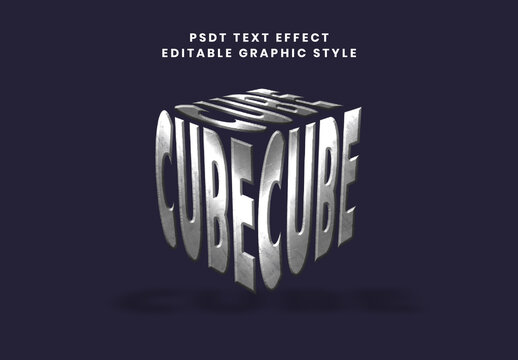 Silver Metallic Cube Font Extruded Square Text Effect