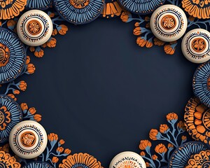 Floral Festive Frame for Dark Background.