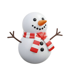 Jolly Snowman with Carrot Nose and Red Scarf — Classic Winter Decoration

