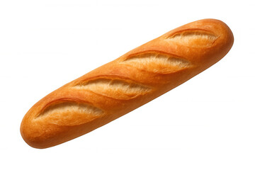 Golden-brown baguette displaying crisp, textured crust, lying on transparent surface, showcasing bakery artistry with enticing surface details