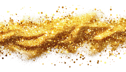 Gold glitter swirls against black background
