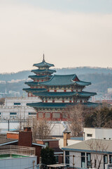Pagoda of the National Folk Museum of Korea Overlooking Seoul Cityscape