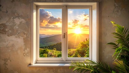 Fototapeta premium Sunset view from a window