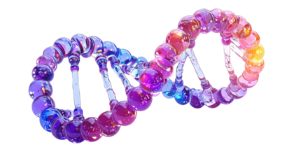 Abstract DNA double helix, vibrant colors, 3D model