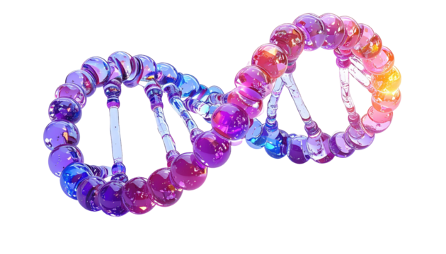 Abstract DNA double helix, vibrant colors, 3D model