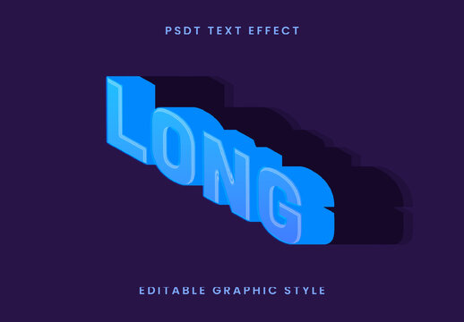 Blue And Black Long Shadow Cube Font Text Effect