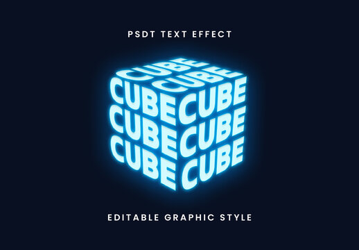 Blue Neon Cube Font Text Effect