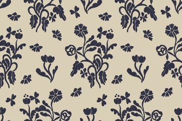 Ikat floral paisley embroidery seamless pattern on background. Ikat ethnic flower oriental pattern traditional. Aztec style abstract vector illustration. design for ikat floral fashion fabric,clothing