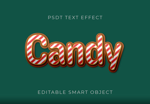 Red And White Candy Cane Stripes Christmas Text Effect Xmas Candy Outlined Font