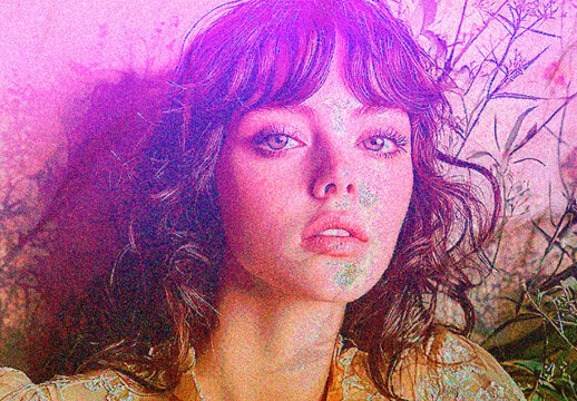 Pink Retro Risograph Print Photo Effect