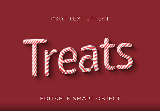 Red And White Candy Cane Stripes Christmas Text Effect Xmas Classic Candy Font