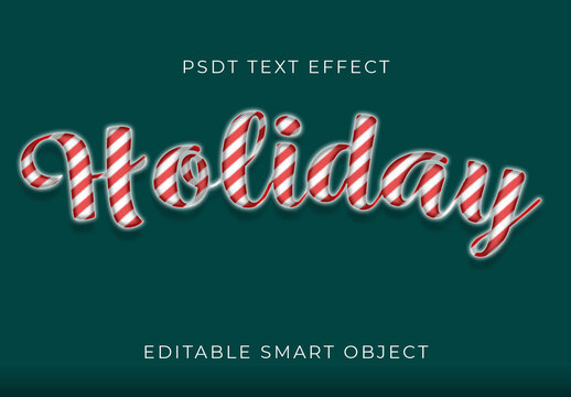 Red And White Candy Cane Stripes Christmas Text Effect Xmas Script Candy Font
