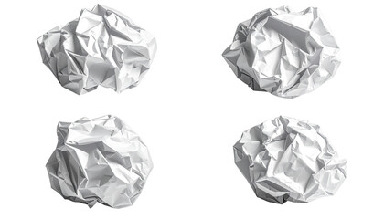 Obraz premium Four crumpled pieces of white paper, arranged in a 2x2 grid against a black background. Each piece is a different, slightly varying crinkle pattern
