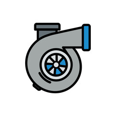 Turbocharger icon spins isolated automotive part graphic